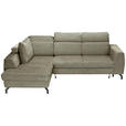 ECKSOFA Olivgrün Chenille  - Schwarz/Olivgrün, KONVENTIONELL, Textil/Metall (185/240cm) - Carryhome