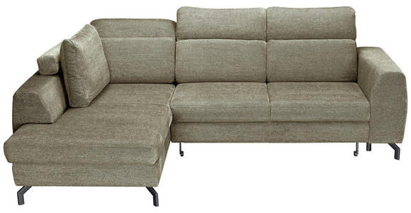 ECKSOFA Olivgrün Chenille - Schwarz/Olivgrün, KONVENTIONELL, Textil/Metall (185/240cm) - Carryhome