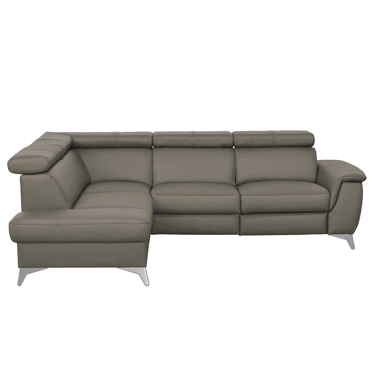 ECKSOFA Schlammfarben Echtleder Lederlook  - Chromfarben/Schlammfarben, Design, Leder/Textil (197/257cm) - Livetastic