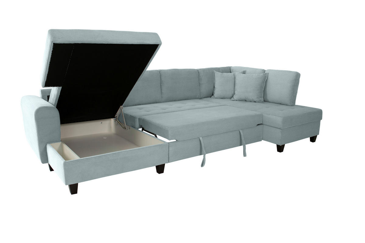 WOHNLANDSCHAFT MORITZ Graugrün Cord  - Graugrün, Trend, Textil (155/324/178cm) - P & B