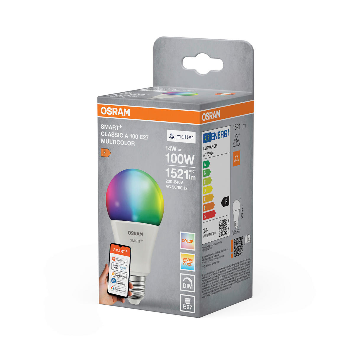 LED-LEUCHTMITTEL E27 14 W 1521 lm  - Weiß, Basics, Kunststoff (7/13,7cm) - Osram