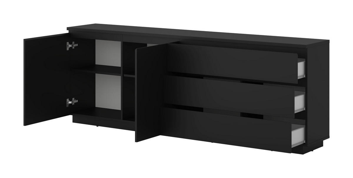 SIDEBOARD Bilbao 200/72/34,5 cm 3 Schublade(n)  - Schwarz, Design, Holzwerkstoff (200/72/34,5cm) - MID.YOU