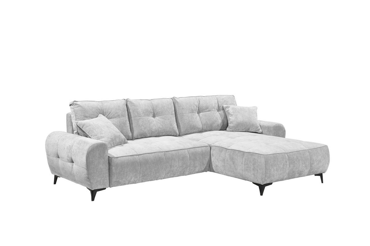 ECKSOFA ELISA Silberfarben Webstoff Bettkasten  - Silberfarben/Schwarz, MODERN, Kunststoff/Textil (284/191cm) - MID.YOU