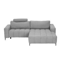ECKSOFA Hellgrau Mikrofaser  - Silberfarben/Hellgrau, Design, Textil/Metall (242/161cm) - Livetastic