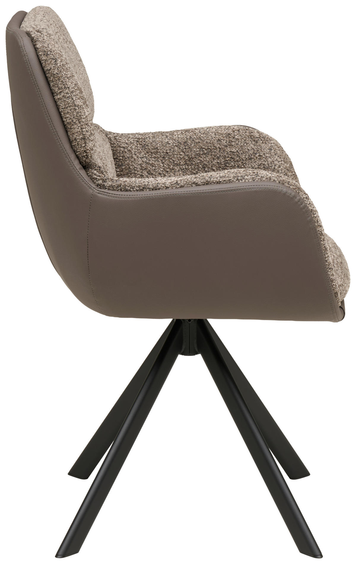 ARMLEHNSTUHL  Sitzfläche 360° drehbar Webstoff  - Schwarz/Braun, MODERN, Textil/Metall (61/91/65cm) - MID.YOU