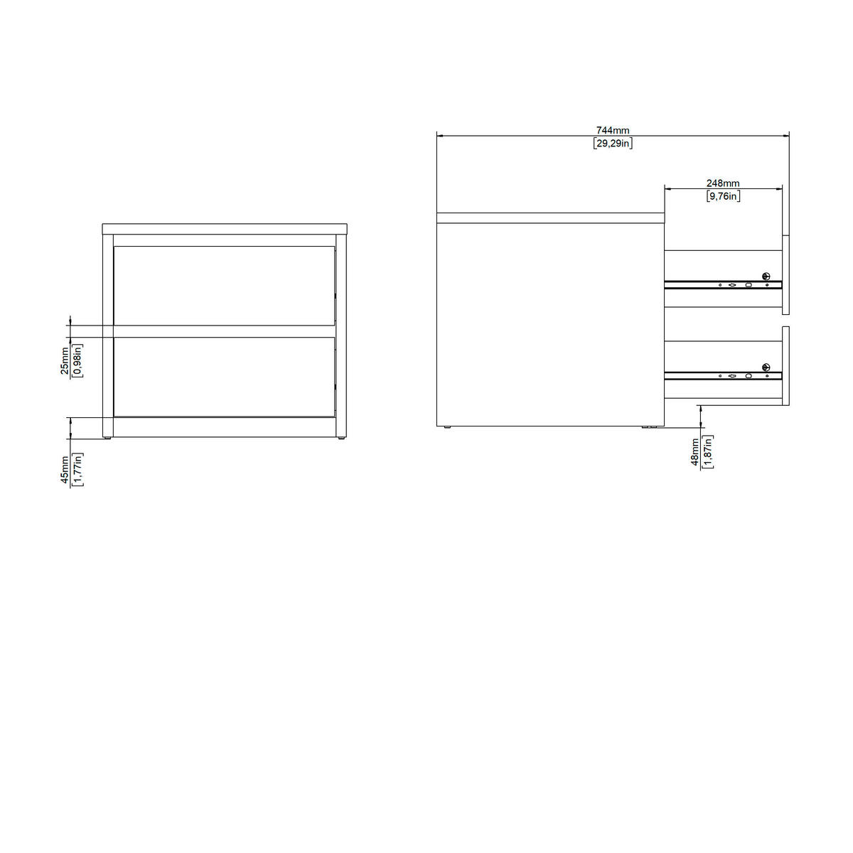 NOČNÍ STOLEK, bílá, 52/45/48 cm - bílá, Konvenční, kompozitní dřevo (52/45/48cm) - Boxxx