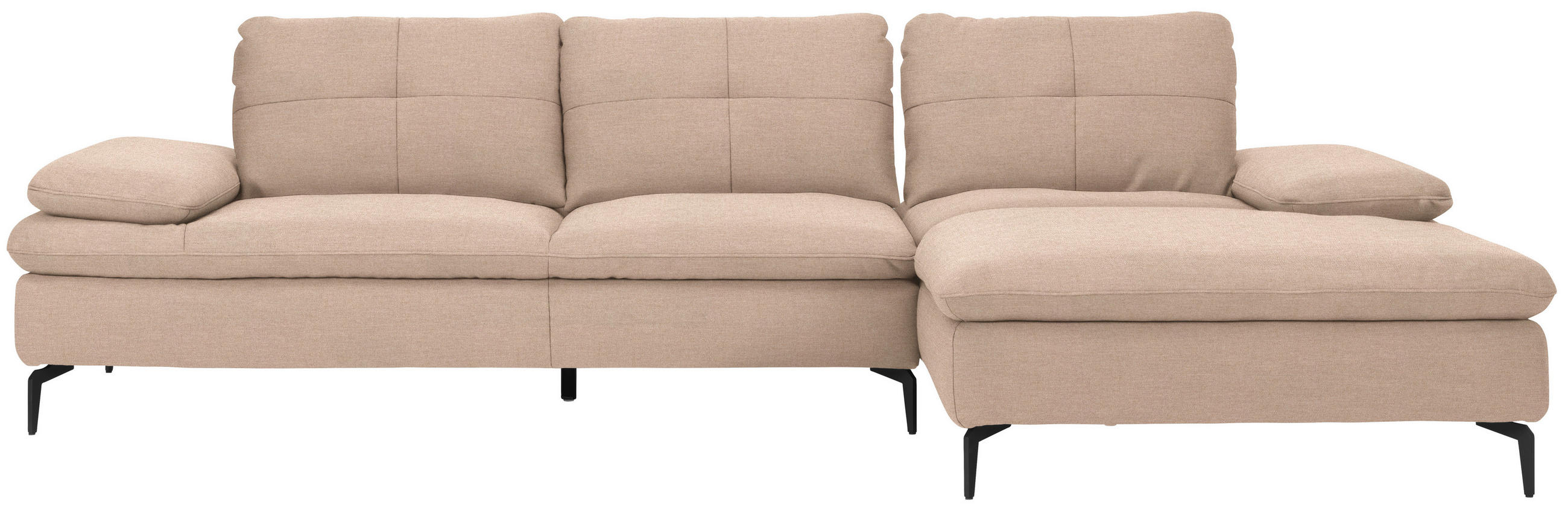 ECKSOFA in Webstoff Hellbraun  - Hellbraun/Schwarz, Design, Textil/Metall (301/179cm) - Chilliano