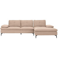ECKSOFA in Webstoff Hellbraun  - Hellbraun/Schwarz, Design, Textil/Metall (301/179cm) - Chilliano