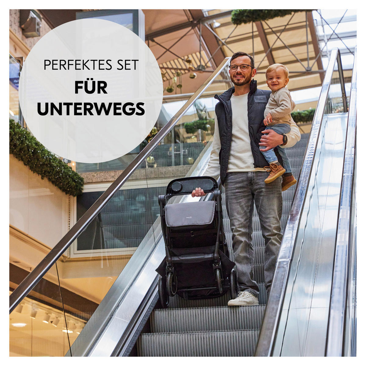 KINDERWAGENSET  Shop N Care Travel Set  Olive  - Schwarz/Olivgrün, Basics, Kunststoff/Textil (52/110/91cm) - Hauck