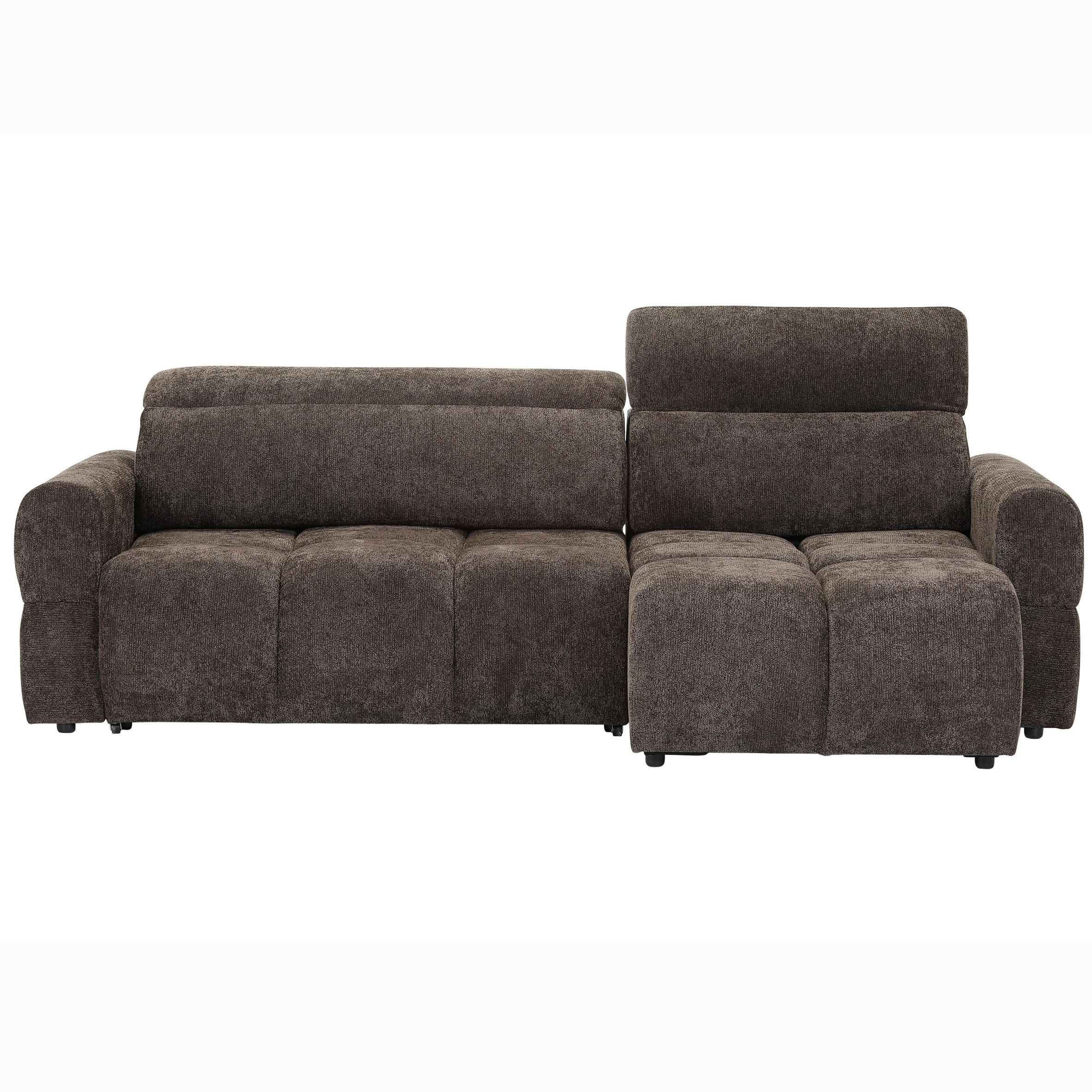 ECKSOFA  Chenille Dunkelbraun  - Dunkelbraun/Schwarz, Modern, Kunststoff/Textil (268/165cm) - Carryhome