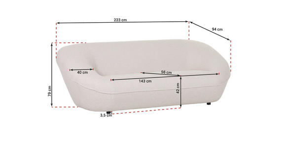 2-SITZER-SOFA in Flachgewebe Rostfarben  - Rostfarben/Schwarz, KONVENTIONELL, Kunststoff/Textil (223/79/94cm) - Carryhome