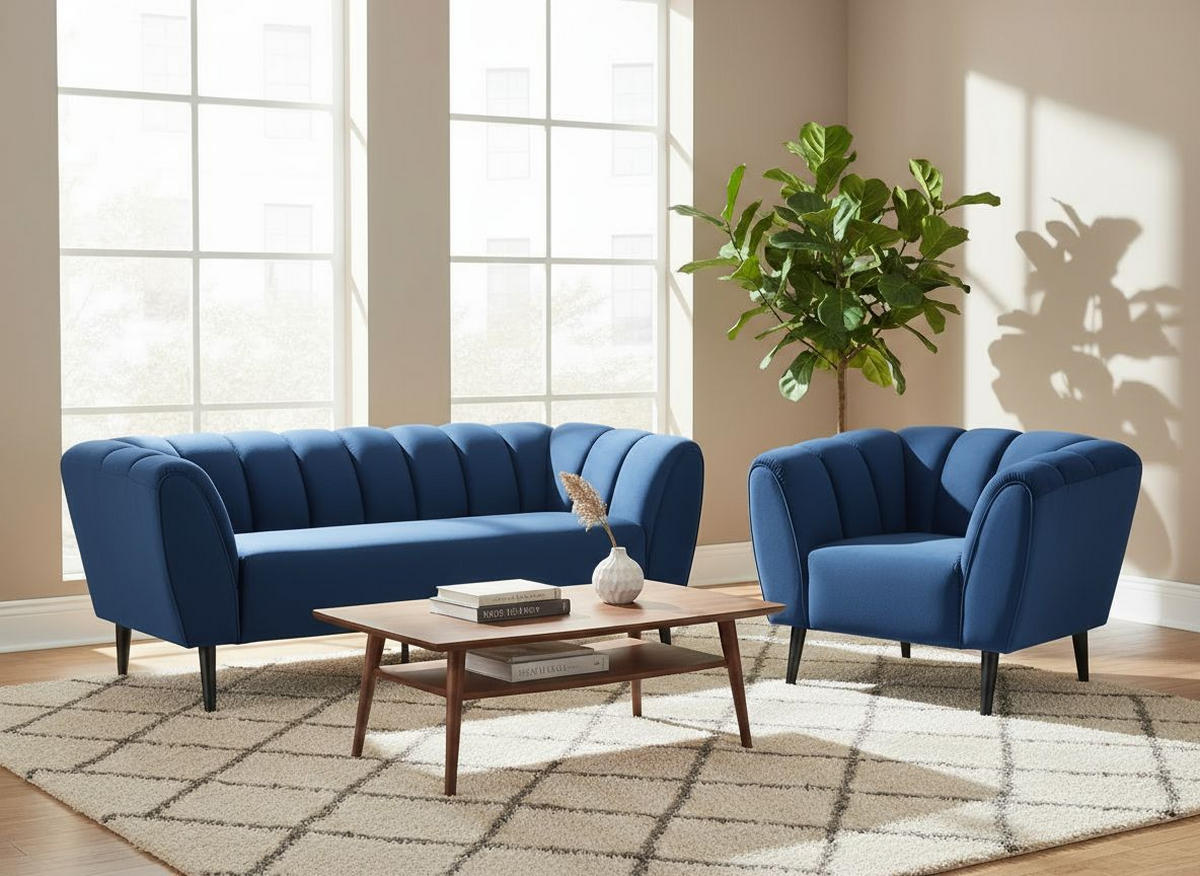 COCKTAILSESSEL - Blau/Schwarz, MODERN, Holz/Textil (116/78,5/87cm) - P & B