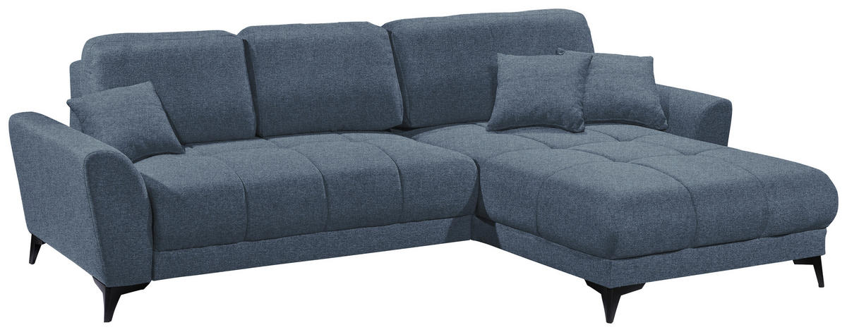 ECKSOFA Blau Webstoff  - Blau/Schwarz, KONVENTIONELL, Kunststoff/Textil (281/189cm) - Carryhome