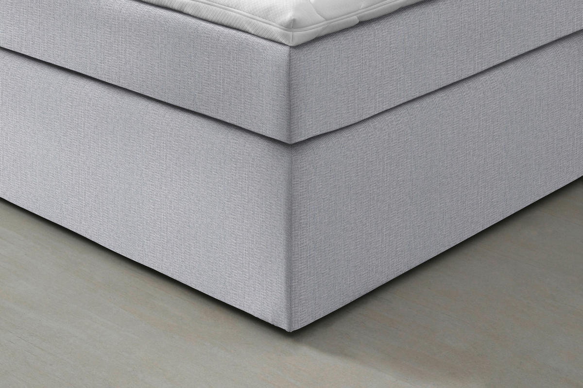 BOXSPRINGBETT 140/200 cm  in Hellgrau  - Hellgrau/Schwarz, Konventionell, Kunststoff/Textil (140/200cm) - Moderano