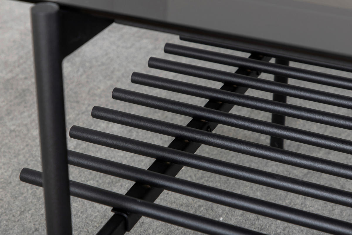 COUCHTISCH in Metall, Glas 120/60/48 cm  - Schwarz, Design, Glas/Metall (120/60/48cm) - Livetastic