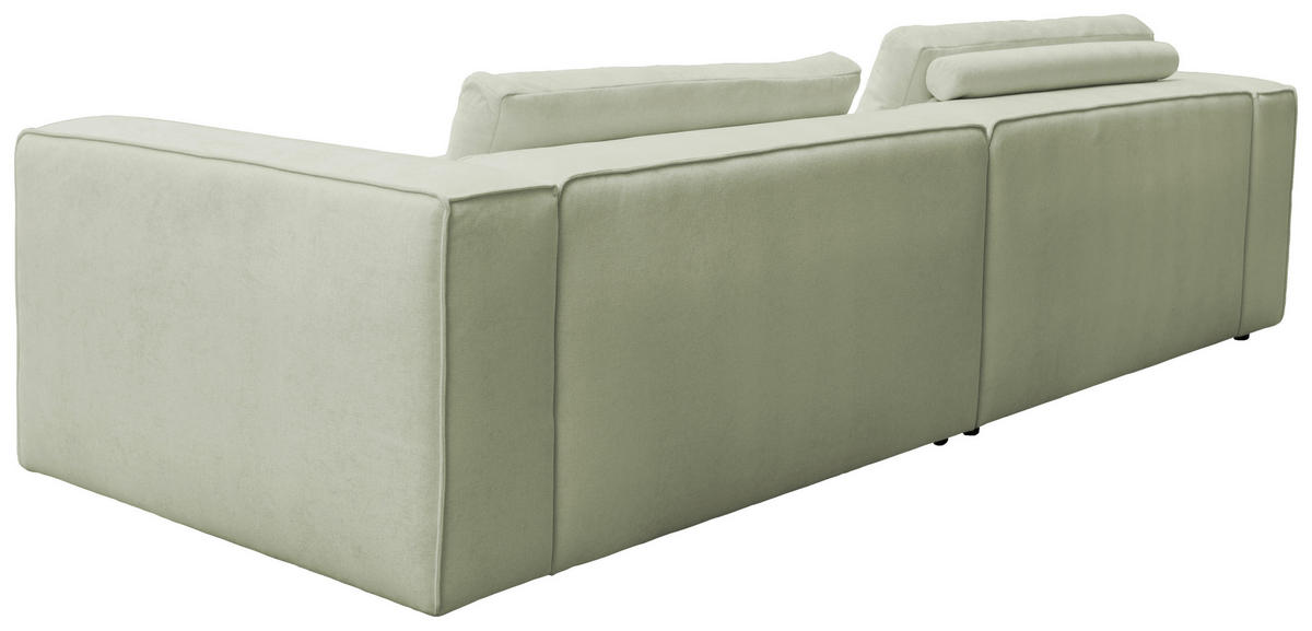 ECKSOFA Hellgrün Chenille Rücken echt  - Schwarz/Hellgrün, MODERN, Kunststoff/Textil (185/296cm) - Hom`in