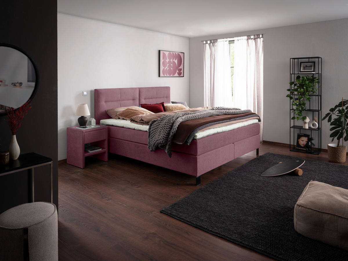 BOXSPRINGBETT 200/220 cm  in Rosa  - Schwarz/Rosa, Konventionell, Textil/Metall (200/220cm) - Esposa
