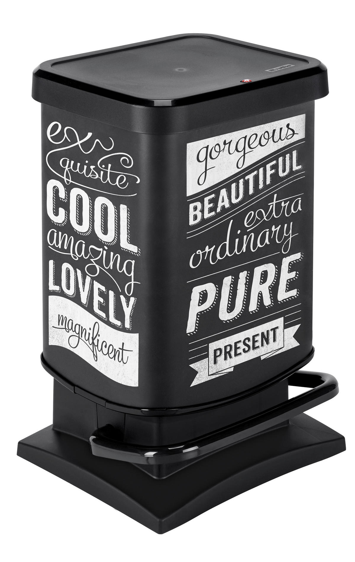 ODPADKOVÝ KOŠ  40 l - bílá/černá, Konvenční, plast (35,3/29,5/67,6cm) - Rotho