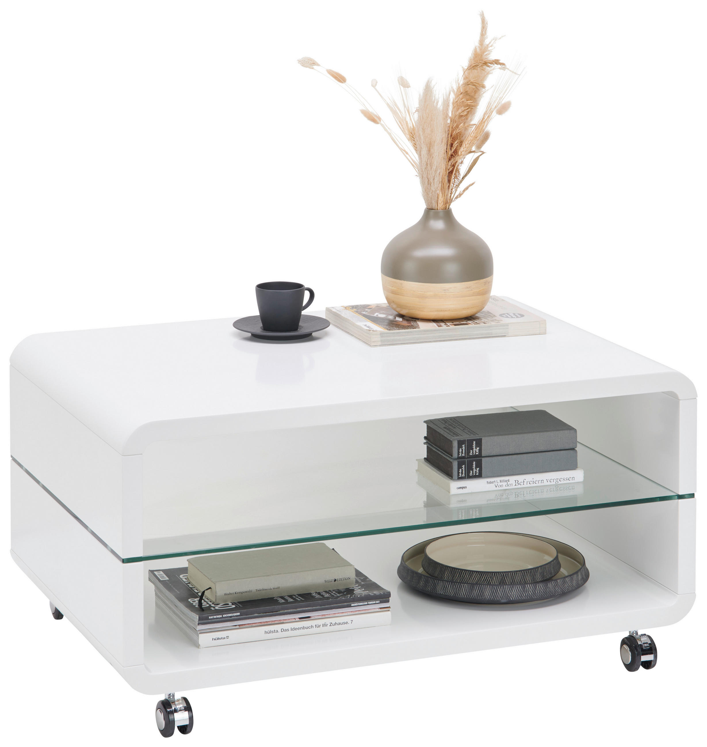 KLUB STOLIĆ bijela  staklo, drvni materijal  - bijela, Moderno, staklo/drvni materijal (60/90/45cm) - Ti'me