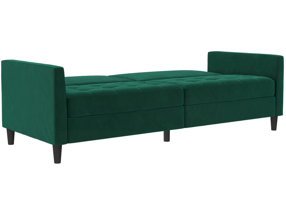 SCHLAFSOFA Velours Dunkelgrün  - Dunkelgrün/Schwarz, Basics, Kunststoff/Textil (207/86/86cm) - Livetastic