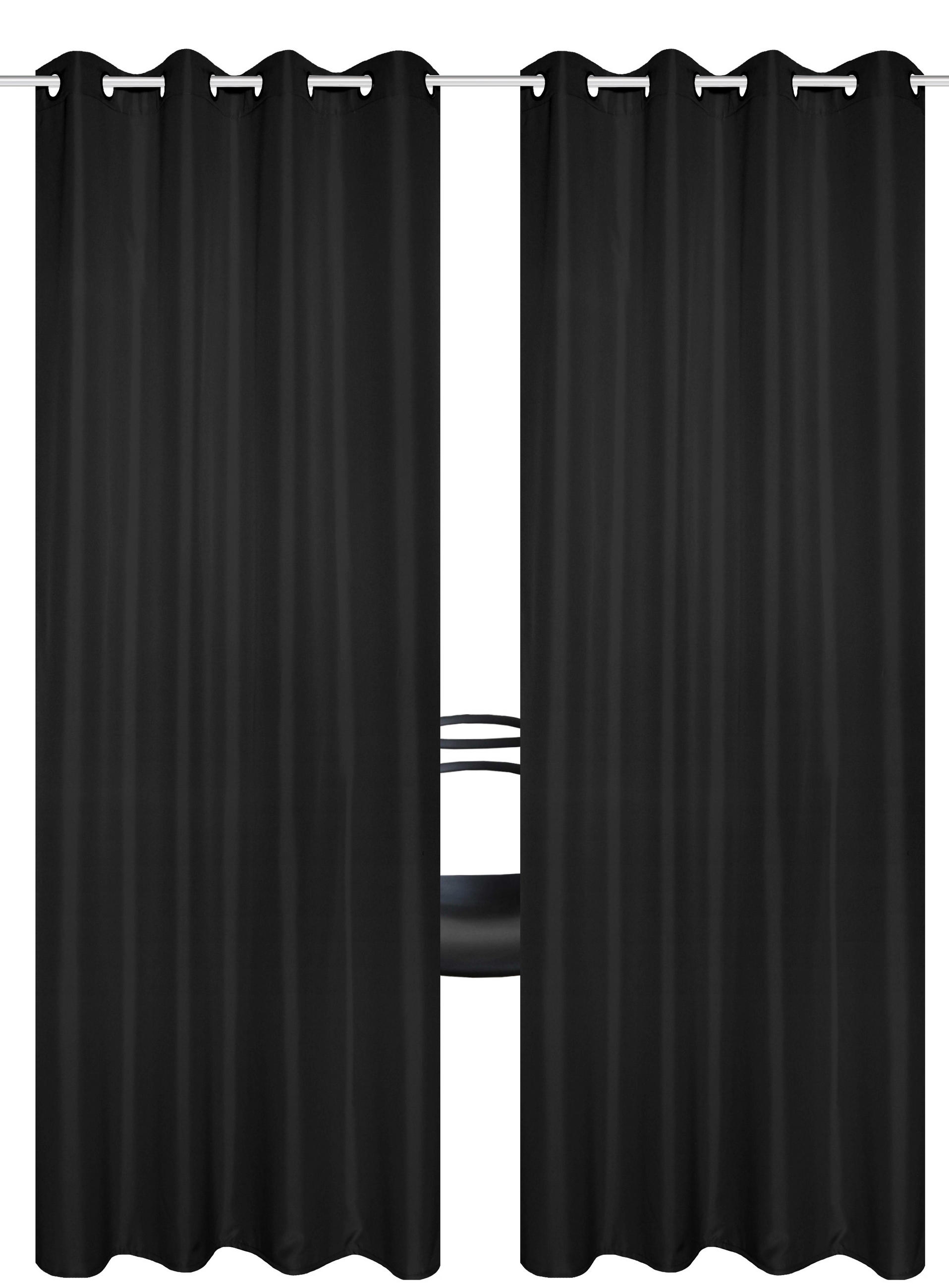 Thumbnail - Ösenschal Atlantika, Schwarz, Textil, Uni, 140x235 cm, Wohntextilien, Gardinen & Vorhänge, Fertiggardinen, Ösenschals