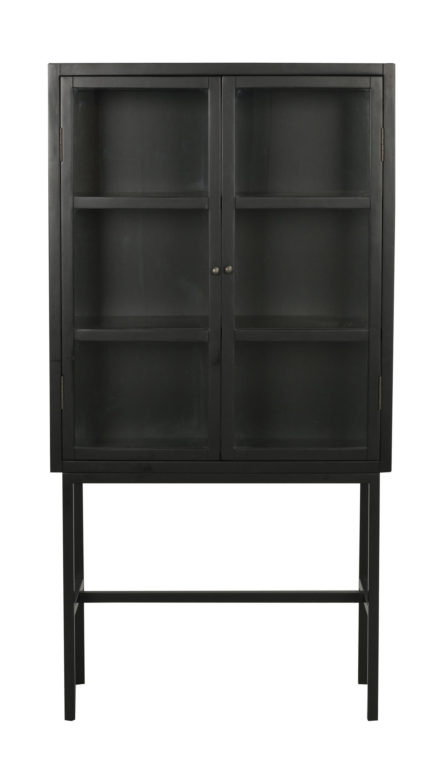 VITRINSKÅP i delar i massivt trä gummiträ svart, transparent  - svart/transparent, Design, metall/trä (85/160/36cm) - Rowico