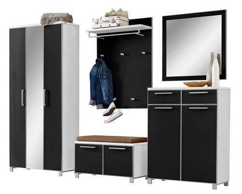 GARDEROBE 6-teilig in 265/195/40 cm - Hellbraun/Anthrazit, Design, Glas/Holzwerkstoff (265/195/40cm)