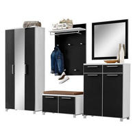GARDEROBE 6-teilig  in 265/195/40 cm  - Hellbraun/Weiss, Design, Glas/Holzwerkstoff (265/195/40cm)