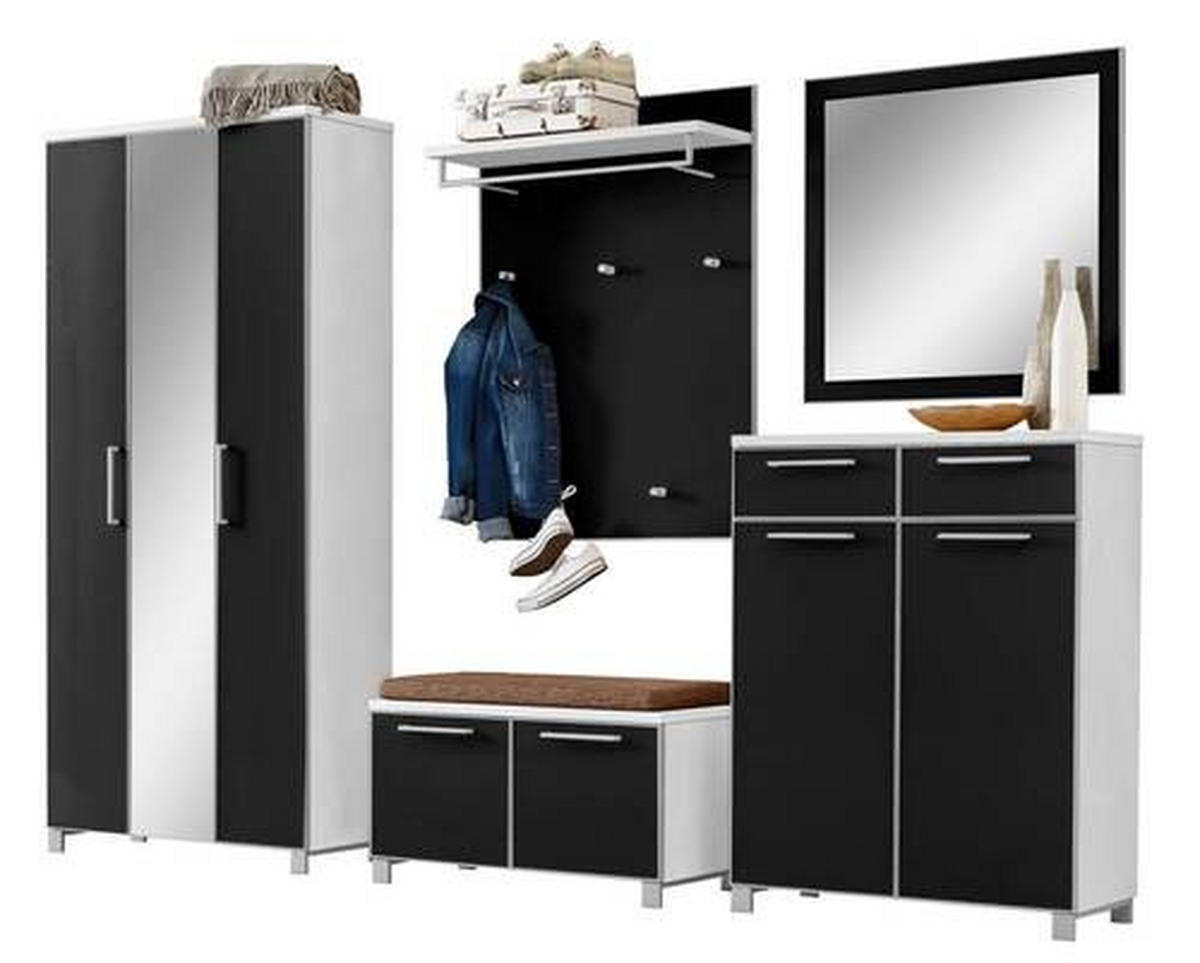 GARDEROBE 6-teilig  in 265/195/40 cm  - Hellbraun/Weiss, Design, Glas/Holzwerkstoff (265/195/40cm)