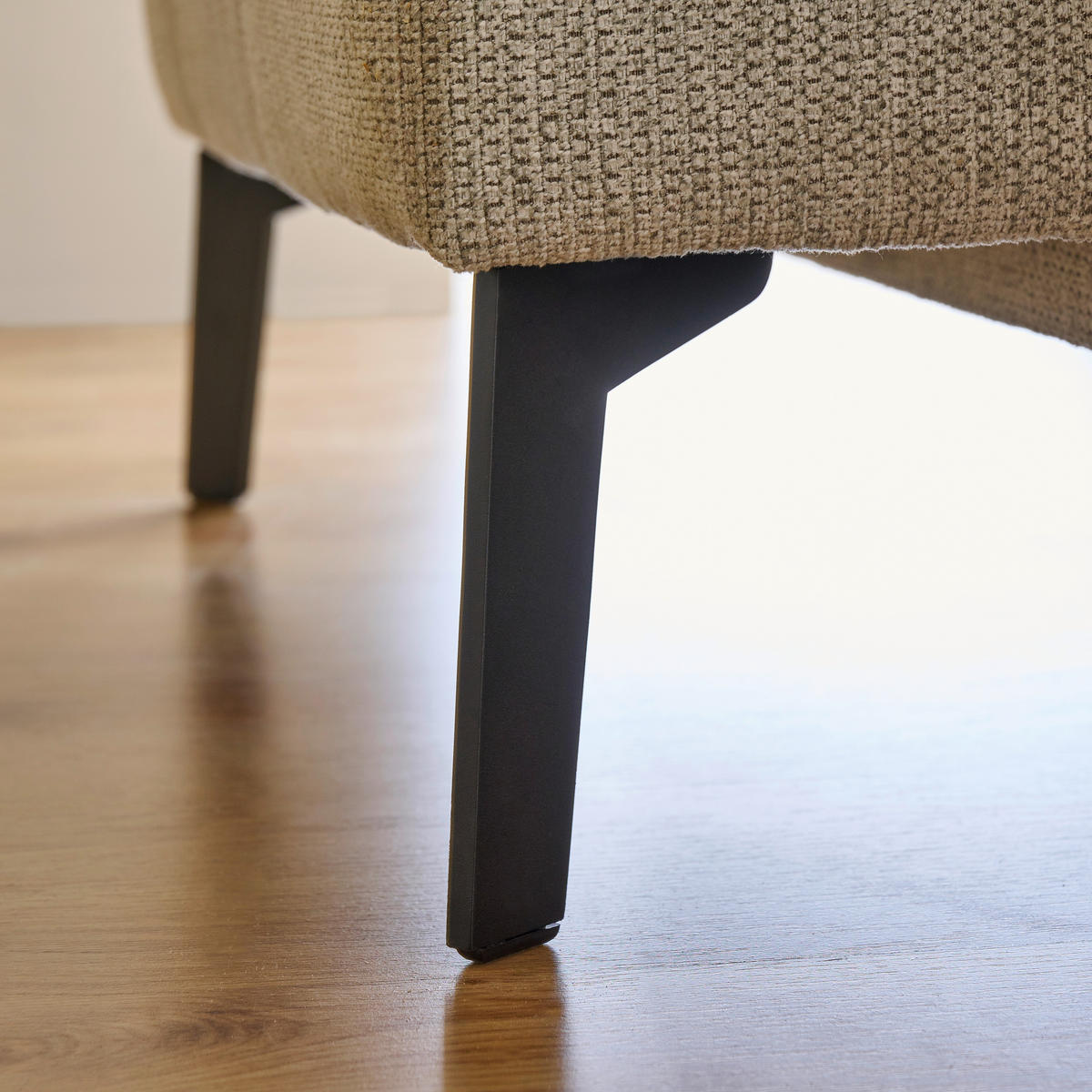 ECKSOFA in Flachgewebe Hellgrau  - Hellgrau/Schwarz, Design, Textil/Metall (190/285cm) - Johann Jakob