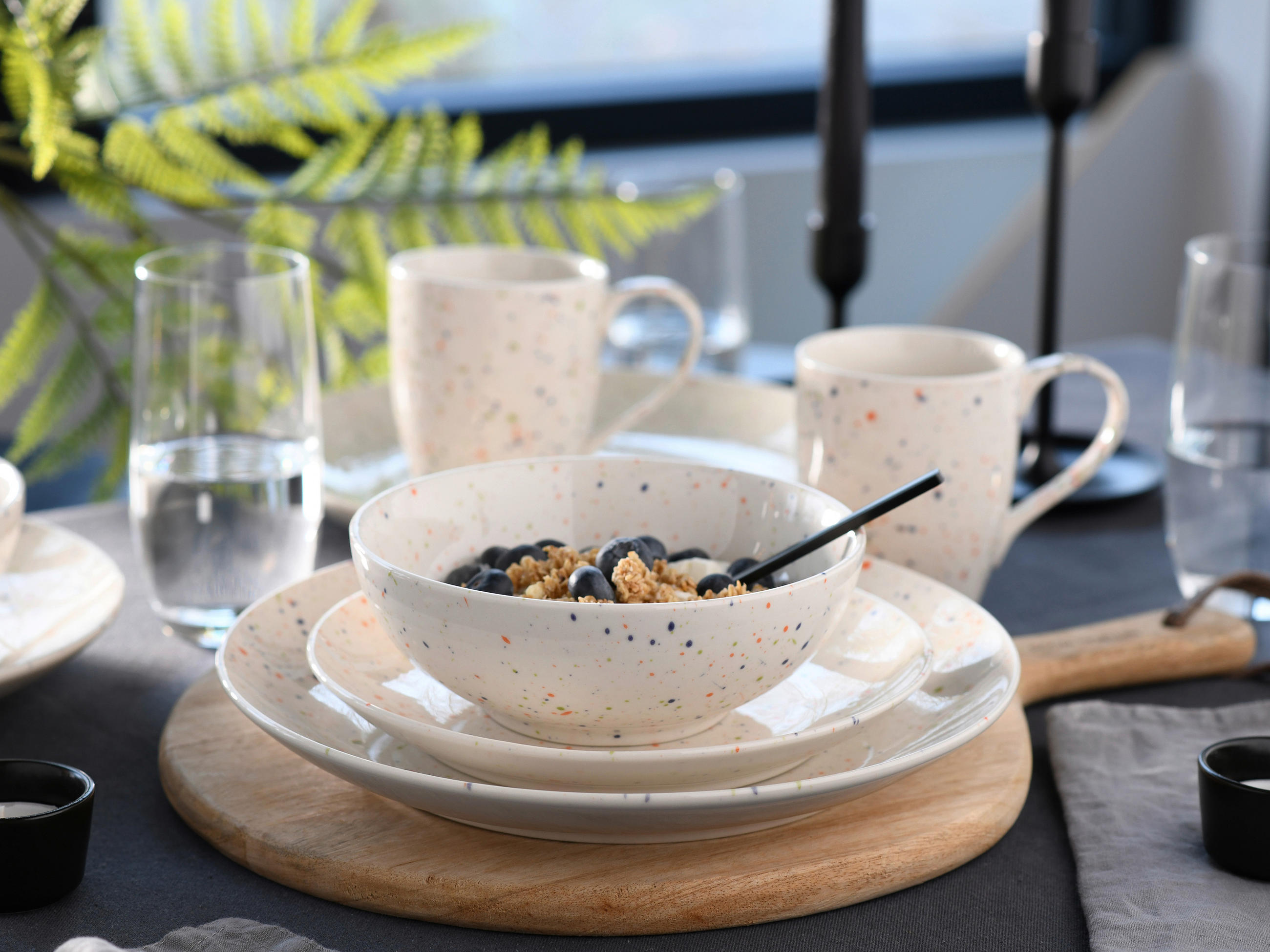 KOMBISERVICE Creme Confetti 16-teilig 4 Personen  - Creme, Basics, Keramik - Creatable