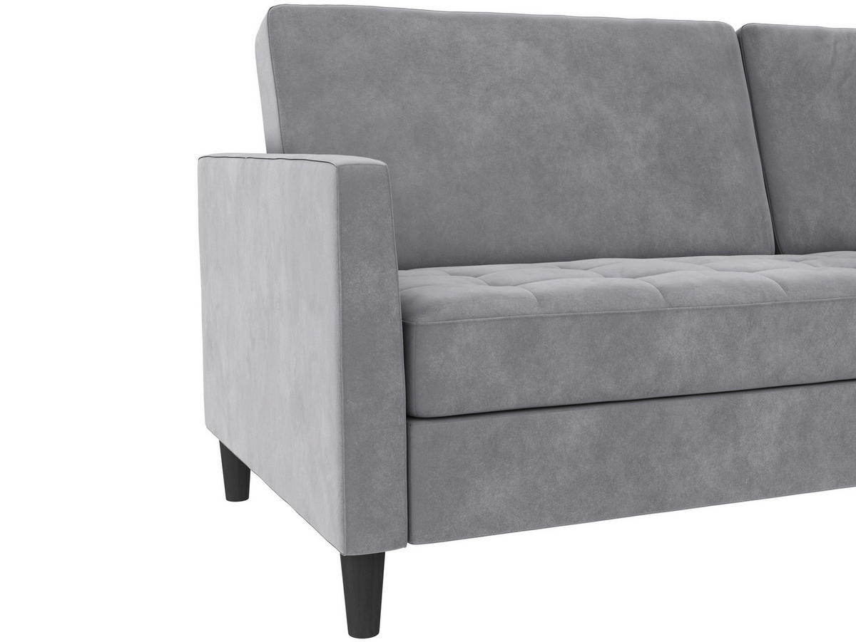 SCHLAFSOFA Velours Grau  - Schwarz/Grau, Basics, Kunststoff/Textil (207/86/86cm) - Livetastic
