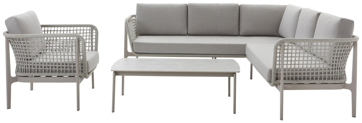 LOUNGEGARNITUR  - Champagner/Grau, Design, Keramik/Textil (239/229cm) - Amatio