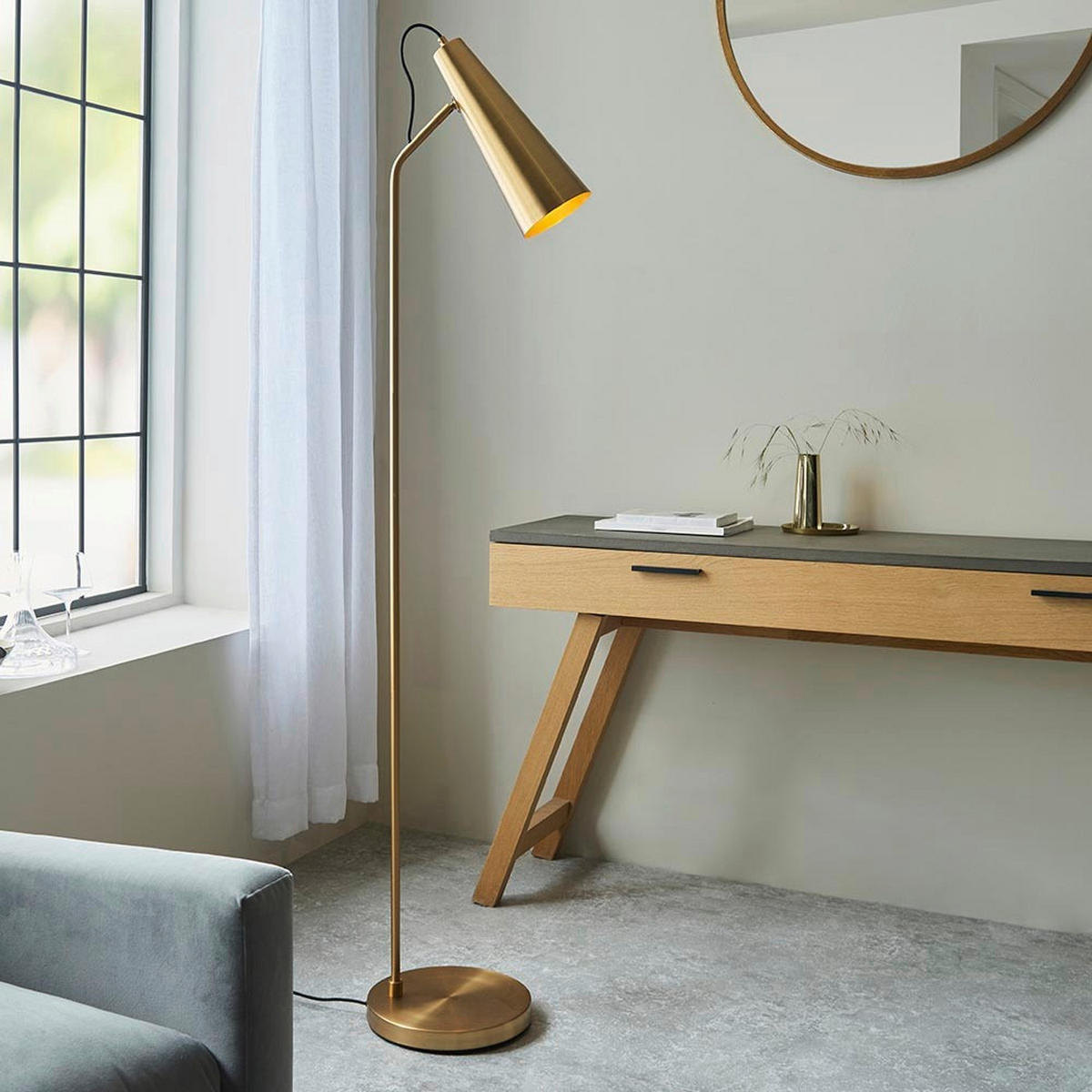 STEHLEUCHTE 28/25,5/163 cm    - Messingfarben, KONVENTIONELL, Metall (28/25,5/163cm) - ENDON