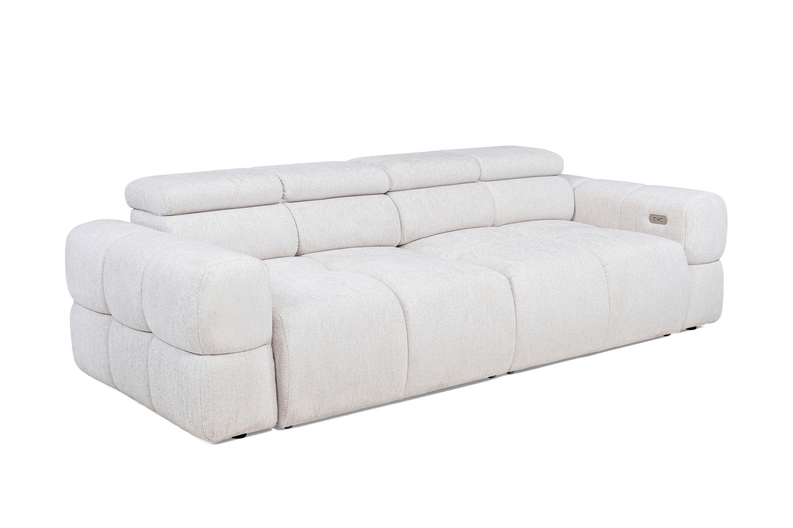 BIGSOFA Chenille Weiß  - Schwarz/Weiß, Design, Kunststoff/Textil (260/76-103/119cm) - Welnova