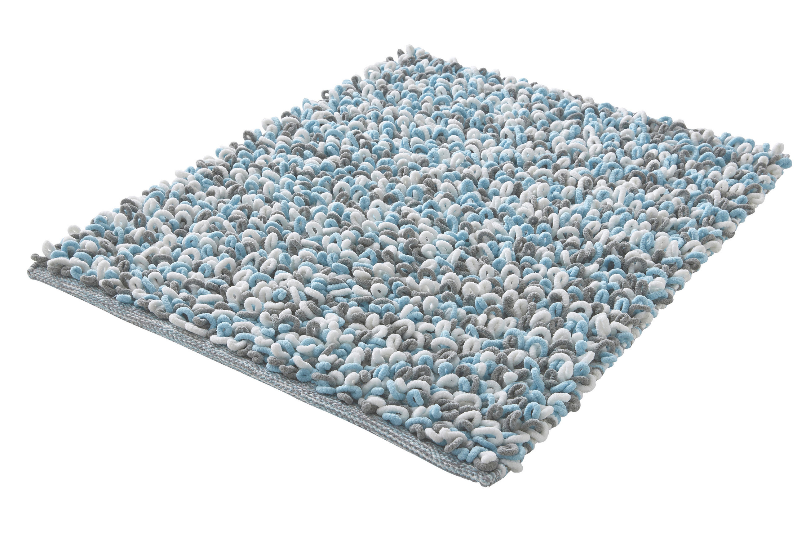 BADTEPPICH Pastellblau, Weiß 55/65 cm  - Pastellblau/Weiß, Design, Kunststoff/Textil (55/65cm) - Kleine Wolke