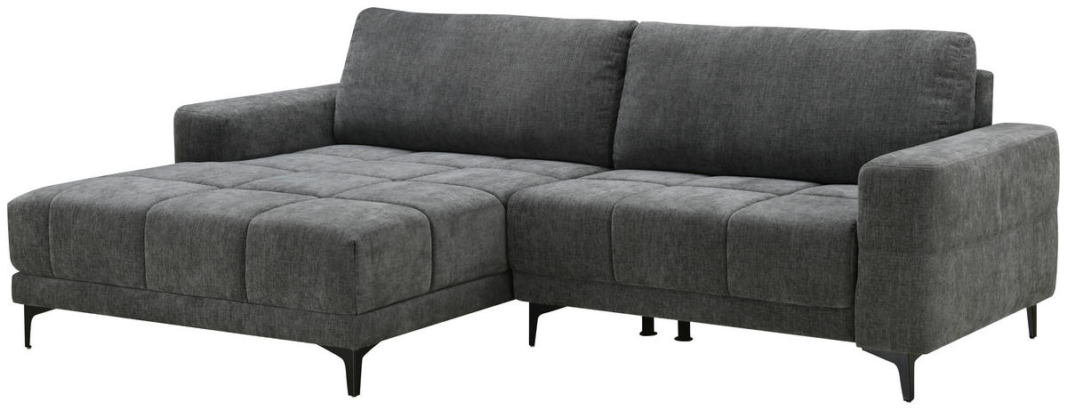 ECKSOFA Dunkelgrau Mikrofaser  - Dunkelgrau/Schwarz, MODERN, Textil/Metall (165/246cm) - MID.YOU