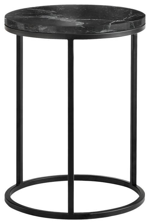 BEISTELLTISCH Marmor 39/39/55 cm Schwarz rund  - Schwarz, Design, Stein/Metall (39/39/55cm) - Johann Jakob