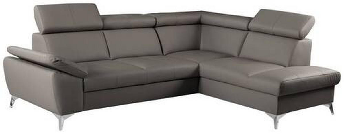 CANAPEA MODULARĂ piele nămol  - nămol/culoare crom, metal/piele (252/197cm) - Celina