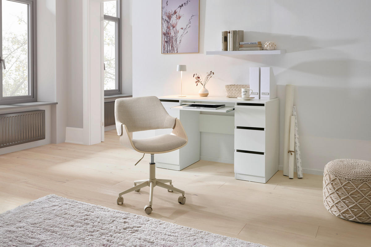 OTOČNÁ STOLIČKA, vzhľad ľanu, prírodná farba, béžová - prírodná farba/béžová, Modern, kov/drevo (51/78/88/57cm) - MID.YOU