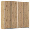 SCHWEBETÜRENSCHRANK 226/211/62 cm 4-türig Eiche Artisan  - Alufarben/Eiche Artisan, MODERN, Holzwerkstoff/Metall (226/211/62cm) - Rauch Möbel