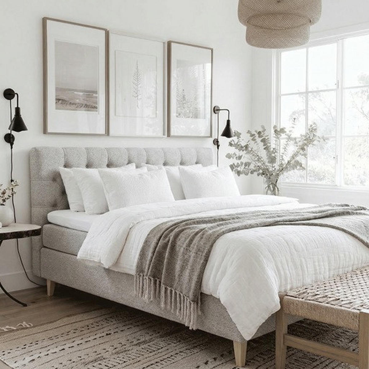 KONTINENTALSÄNG 180/200 cm  i cremefärgad  - beige/naturfärgad, Klassisk, metall/trä (180/200cm) - Cassando