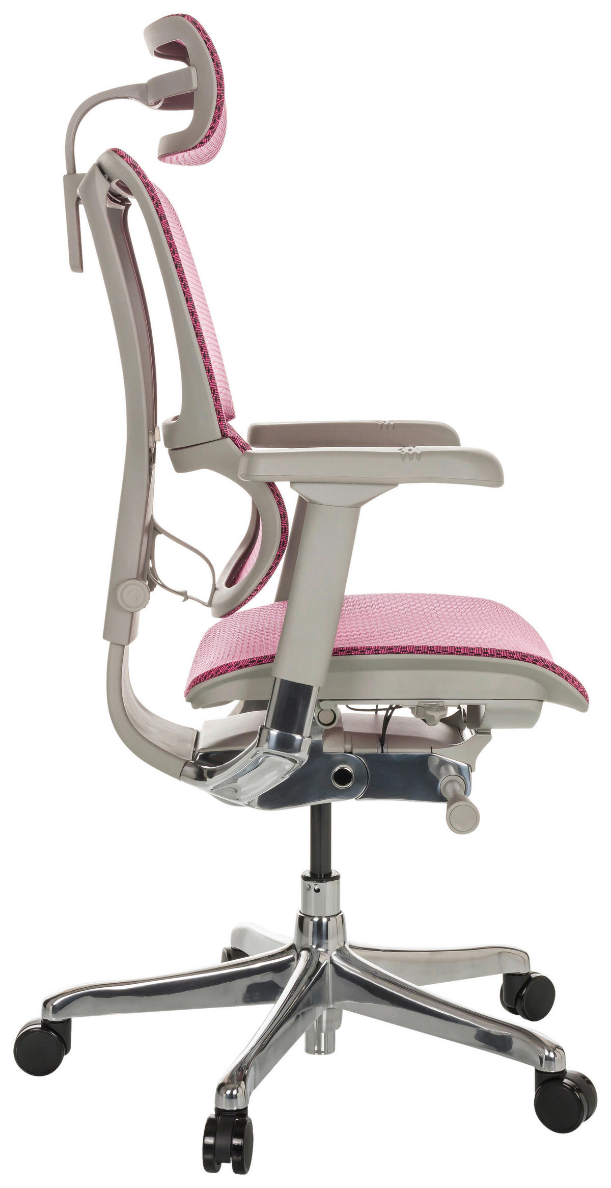 DREHSTUHL Netz Rosa  - Beige/Silberfarben, Basics, Kunststoff/Textil (69/116-138/66cm) - MID.YOU