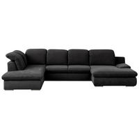 WOHNLANDSCHAFT Schwarz Chenille  - Chromfarben/Schwarz, Design, Textil/Metall (212/353/165cm) - Livetastic