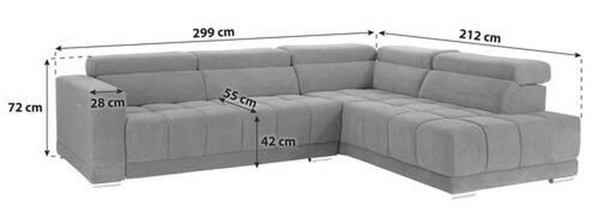 Wohnlandschaft "Hogan" , in Webstoff Grau  - Silberfarben/Grau, Modern, Holz/Textil (299/212cm) - Livetastic