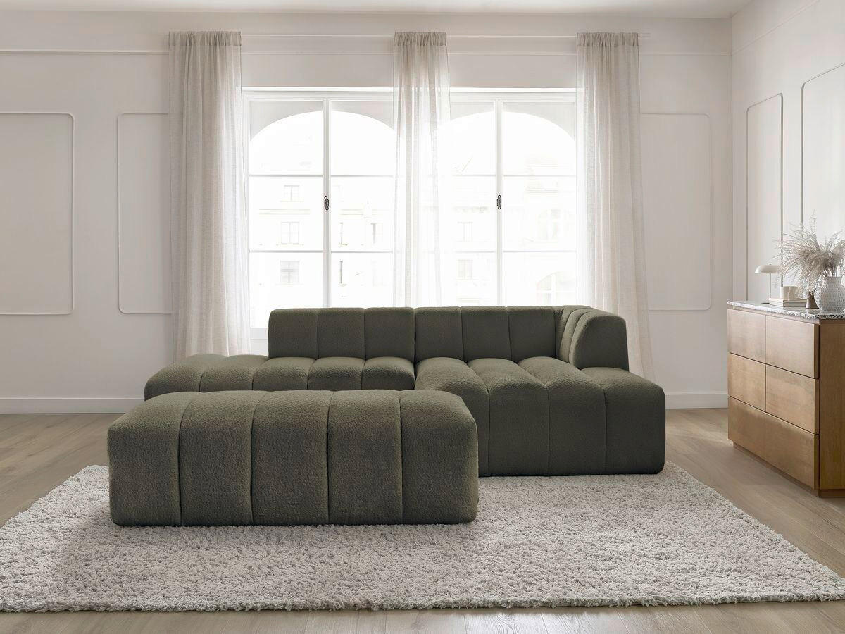 ECKSOFA  ANNECY Grün Bouclé  - Schwarz/Grün, MODERN, Kunststoff/Textil (262/170cm)