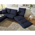 ECKSOFA  in Flachgewebe Blau Armteilverstellung, Relaxfunktion, Drehsitzfunktion  175-224/255-365 cm  - Blau/Schwarz, Design, Textil/Metall (175-224/255-365cm) - Dieter Knoll
