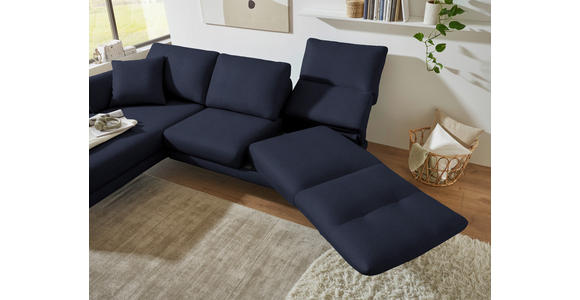 ECKSOFA  in Flachgewebe Blau Armteilverstellung, Relaxfunktion, Drehsitzfunktion  175-224/255-365 cm  - Blau/Schwarz, Design, Textil/Metall (175-224/255-365cm) - Dieter Knoll
