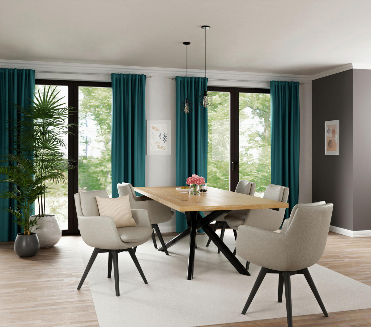FERTIGVORHANG blickdicht  - Petrol, Basics, Textil (140/245cm) - Fuggerhaus