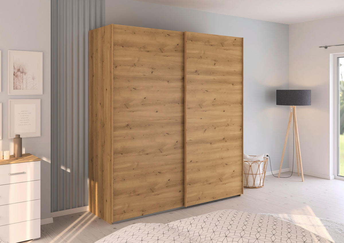 SCHWEBETÜRENSCHRANK 201/223/68 cm 2-türig Eichefarben  - Eichefarben, Design, Holzwerkstoff/Kunststoff (201/223/68cm) - Novel